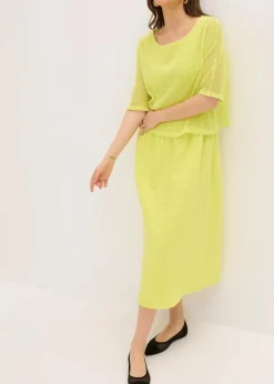 bonprix Bekleidung·Pullover & Strickjacken|Kleider^Kleid in 2 in 1 Optik zitrusgelb