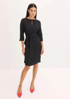 bonprix Bekleidung·Pullover & Strickjacken^Kleid mit Bindedetail schwarz