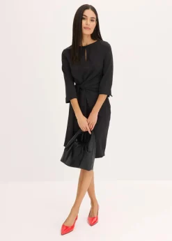 bonprix Bekleidung·Pullover & Strickjacken^Kleid mit Bindedetail schwarz