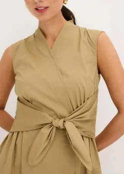 bonprix Kleider|Bekleidung·Pullover & Strickjacken^Kleid mit Bindedetail khakibraun