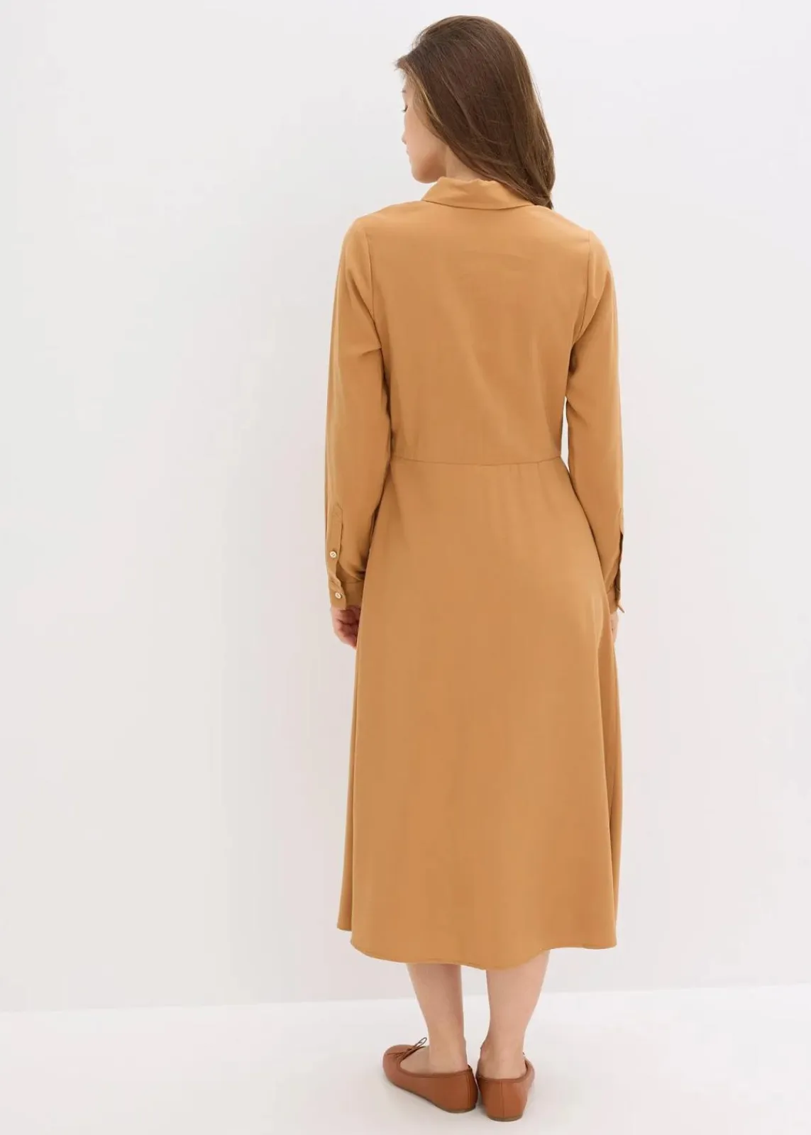 bonprix Bekleidung·Pullover & Strickjacken|Kleider^Kleid mit Hemdkragen haselnuss