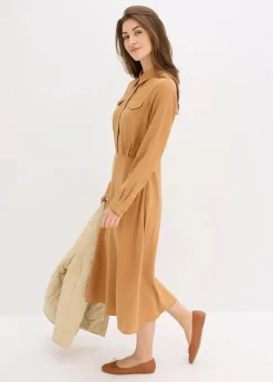 bonprix Bekleidung·Pullover & Strickjacken|Kleider^Kleid mit Hemdkragen haselnuss