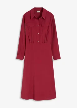 bonprix Kleider|Bekleidung·Pullover & Strickjacken^Kleid mit Hemdkragen pflaumenrot