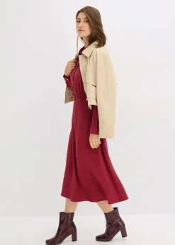 bonprix Kleider|Bekleidung·Pullover & Strickjacken^Kleid mit Hemdkragen pflaumenrot