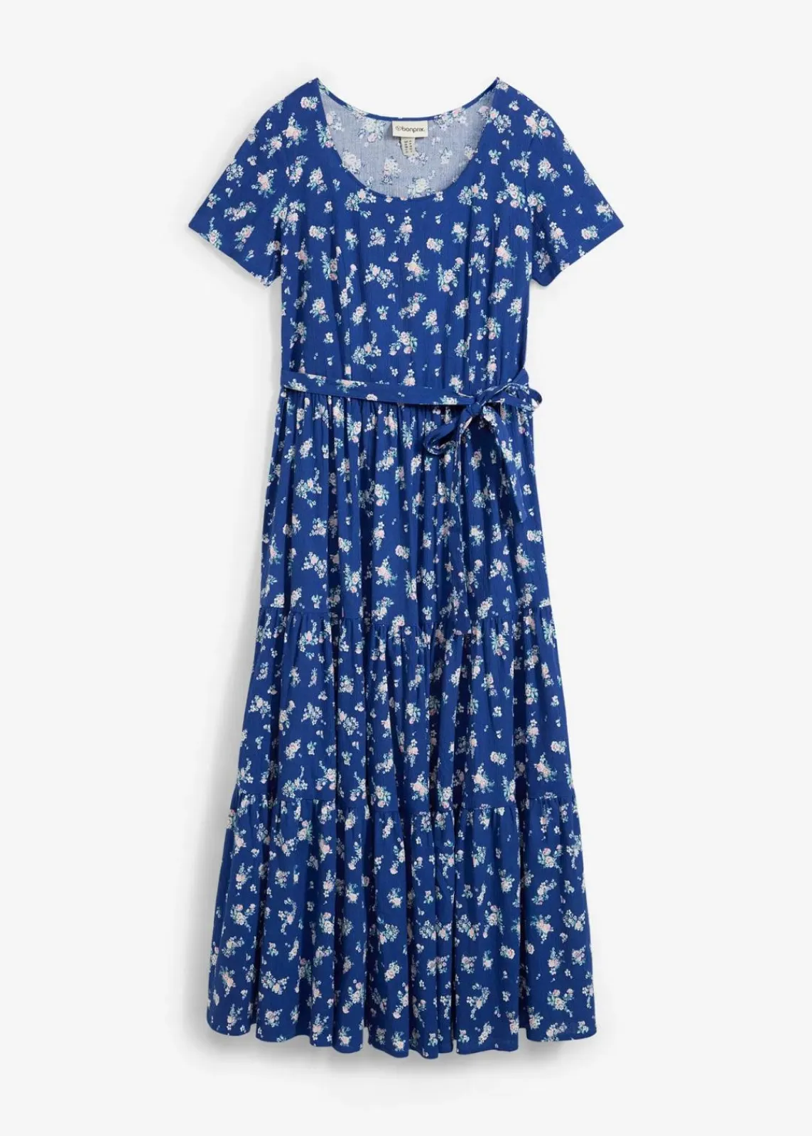 bonprix Kleider|Bekleidung·Pullover & Strickjacken^Kleid mit kurzen Ärmeln enzianblau/topazblau/hellblau geblümt