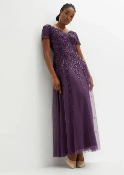 bonprix Kleider|Festliche Mode^Kleid mit Pailletten dunkellila
