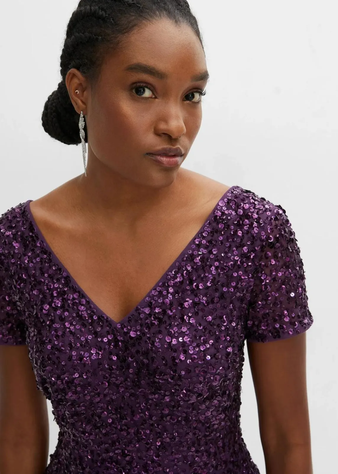 bonprix Kleider|Festliche Mode^Kleid mit Pailletten dunkellila