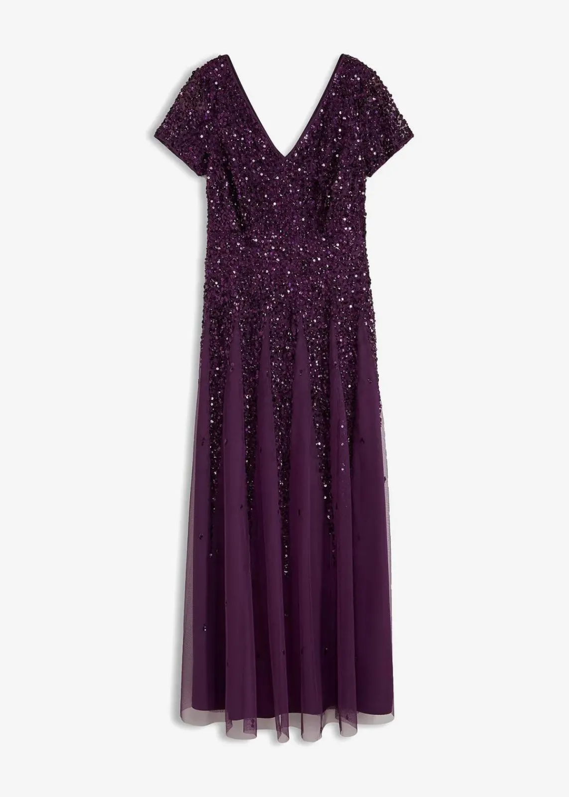 bonprix Kurzgrößen|Bekleidung·Pullover & Strickjacken^Kleid mit Pailletten dunkellila