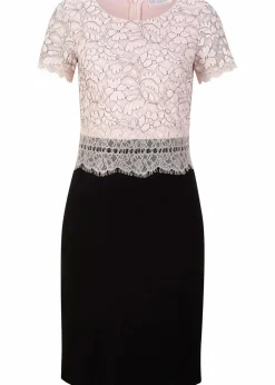 bonprix Kleider^Kleid mit Spitze schwarz/zartrosa