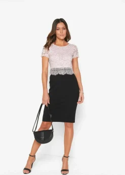 bonprix Kleider^Kleid mit Spitze schwarz/zartrosa