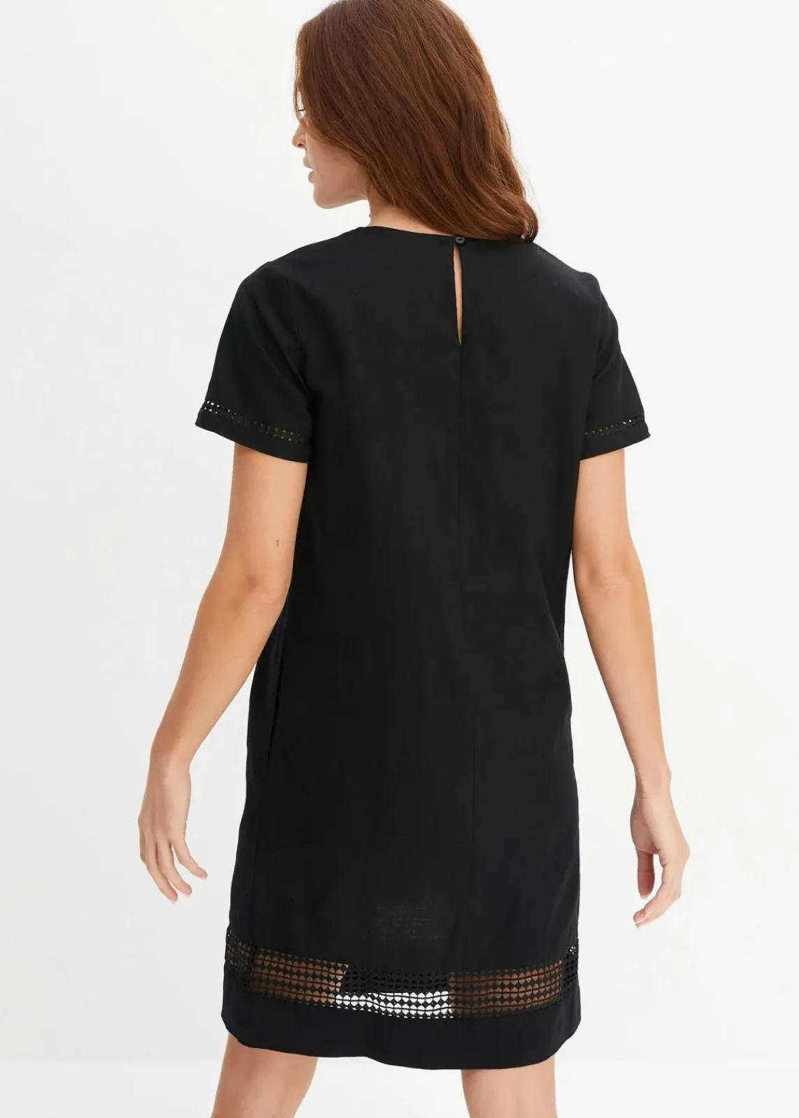 bonprix Bekleidung·Pullover & Strickjacken|Kleider^Kleid mit Spitzeneinsatz schwarz