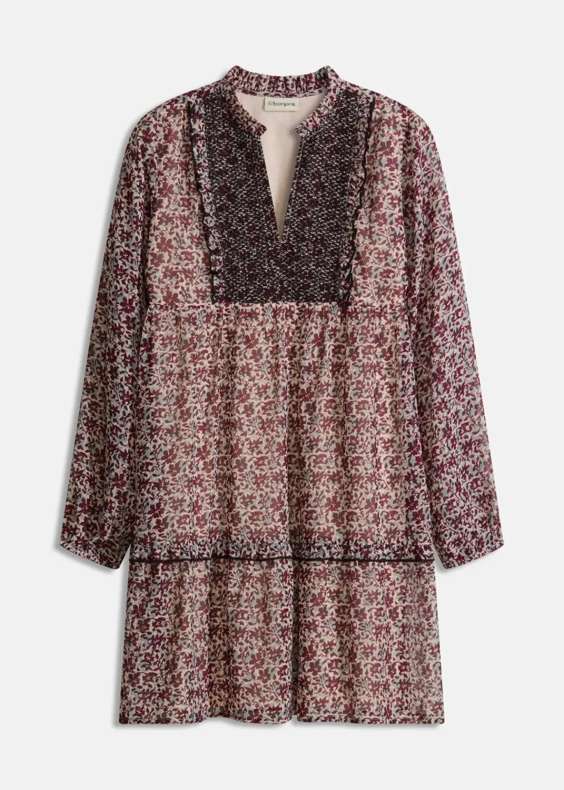 bonprix Bekleidung·Pullover & Strickjacken|Kleider^Kleid mit Stickerei wollweiß bedruckt