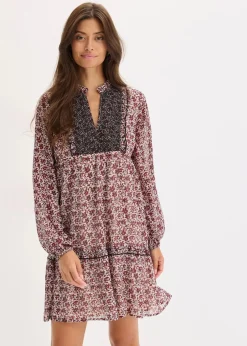 bonprix Bekleidung·Pullover & Strickjacken|Kleider^Kleid mit Stickerei wollweiß bedruckt