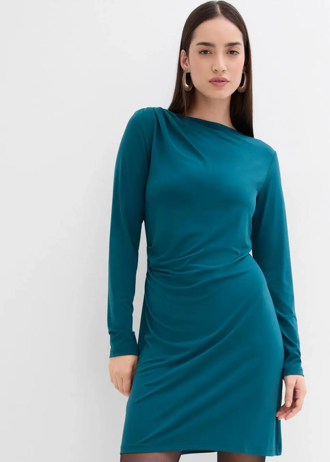 bonprix Kleider|Bekleidung·Pullover & Strickjacken^Kleid mit U-Bootausschnitt petrolblau