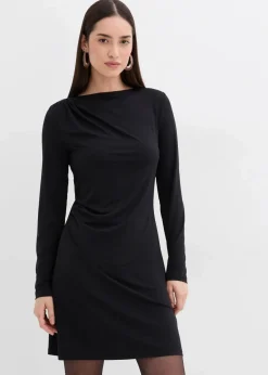 bonprix Bekleidung·Pullover & Strickjacken|Kleider^Kleid mit U-Bootausschnitt schwarz