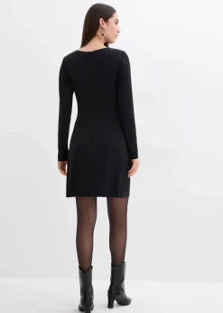 bonprix Bekleidung·Pullover & Strickjacken|Kleider^Kleid mit U-Bootausschnitt schwarz