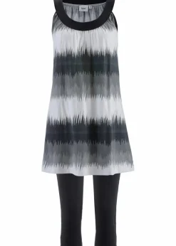 bonprix Bekleidung·Kleider|Hosen^Kleid+Capri-Leggings (2-tlg. Set) schwarz graphisch bedruckt