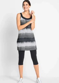 bonprix Bekleidung·Kleider|Hosen^Kleid+Capri-Leggings (2-tlg. Set) schwarz graphisch bedruckt