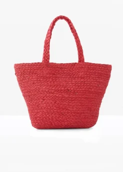 bonprix Taschen^kleiner Strohshopper tiefrot