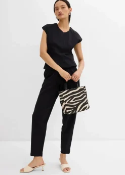bonprix Zweiteiler & Sets|Hosen^Knöchellange Hose aus Piqué schwarz