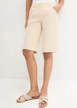 bonprix Hosen|Shorts^Knielange Baumwoll-Bermuda mit Utility-Details kieselbeige