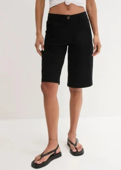 bonprix Bekleidung·Outdoorbekleidung|Bekleidung·Kleider^Knielange Baumwoll-Bermuda mit Utility-Details schwarz