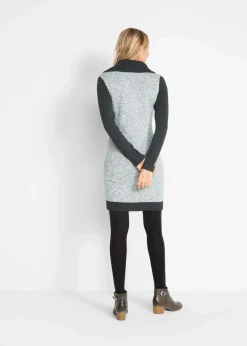 bonprix Bekleidung·Umstandsmode|Bekleidung·Pullover & Strickjacken^Knieumspielendes Strickkleid anthrazit meliert/hellgrau meliert