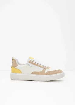 bonprix Sneaker|Komfortschuhe^Komfort Sneaker weiß/hellsand/hellgelb