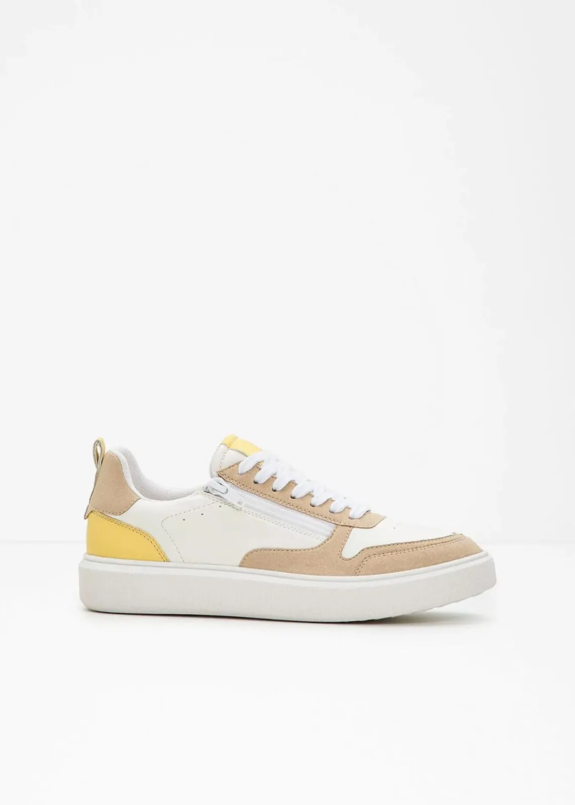 bonprix Sneaker|Komfortschuhe^Komfort Sneaker weiß/hellsand/hellgelb