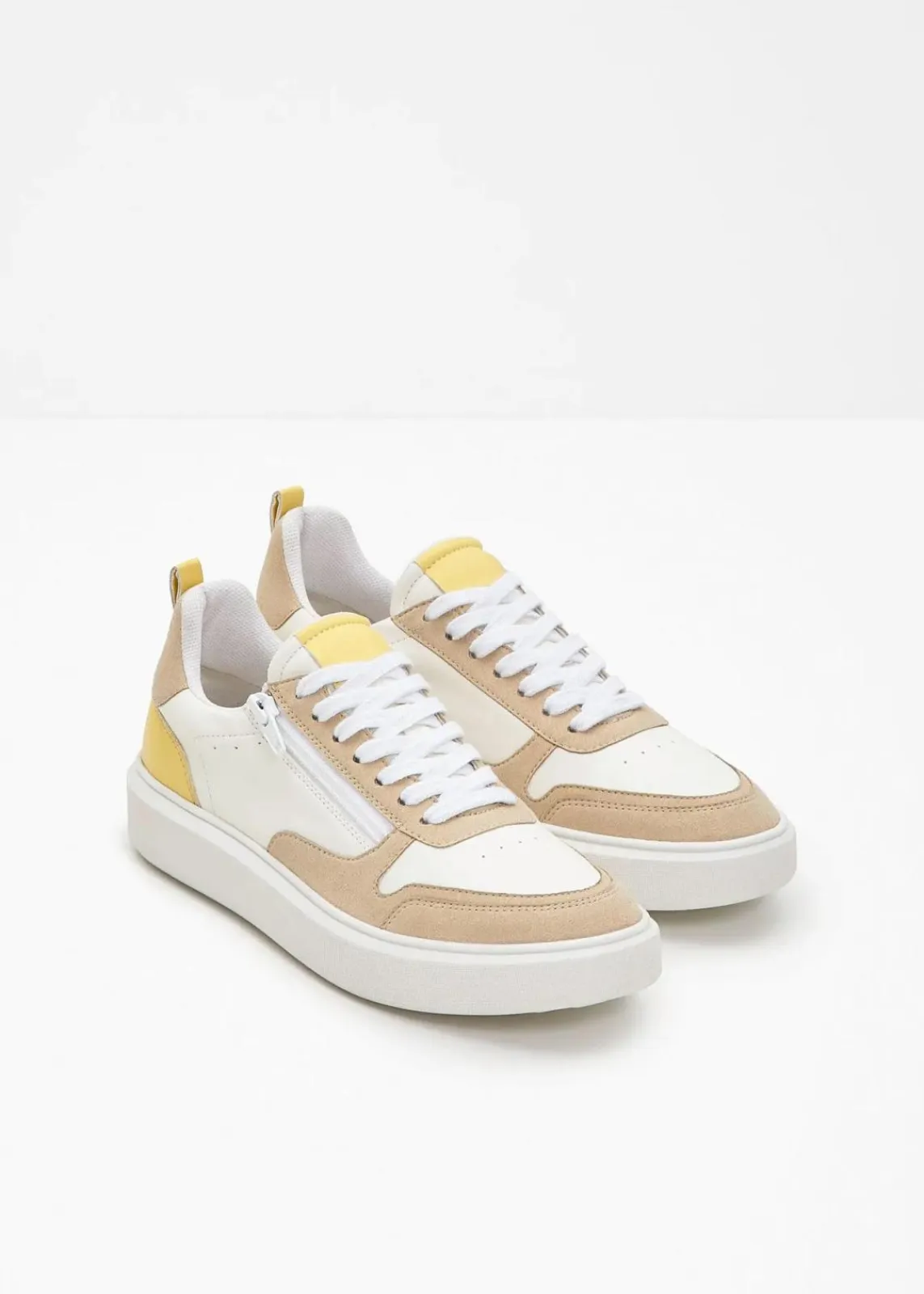 bonprix Sneaker|Komfortschuhe^Komfort Sneaker weiß/hellsand/hellgelb