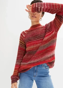 bonprix Bekleidung·Umstandsmode|Bekleidung·Jeans^Komfortabler Grobstrick-Pullover ahornrot meliert
