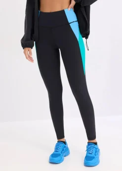 bonprix Bekleidung·Sweat|Bekleidung·Kleider^Komfort-Sport-Leggings in Kontrastfarben, schnelltrocknend schwarz/smaragd/brilliantblau