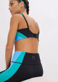 bonprix Bekleidung·Sweat|Bekleidung·Kleider^Komfort-Sport-Leggings in Kontrastfarben, schnelltrocknend schwarz/smaragd/brilliantblau