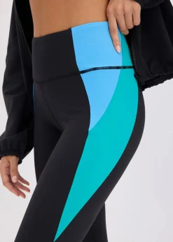 bonprix Bekleidung·Sweat|Bekleidung·Kleider^Komfort-Sport-Leggings in Kontrastfarben, schnelltrocknend schwarz/smaragd/brilliantblau