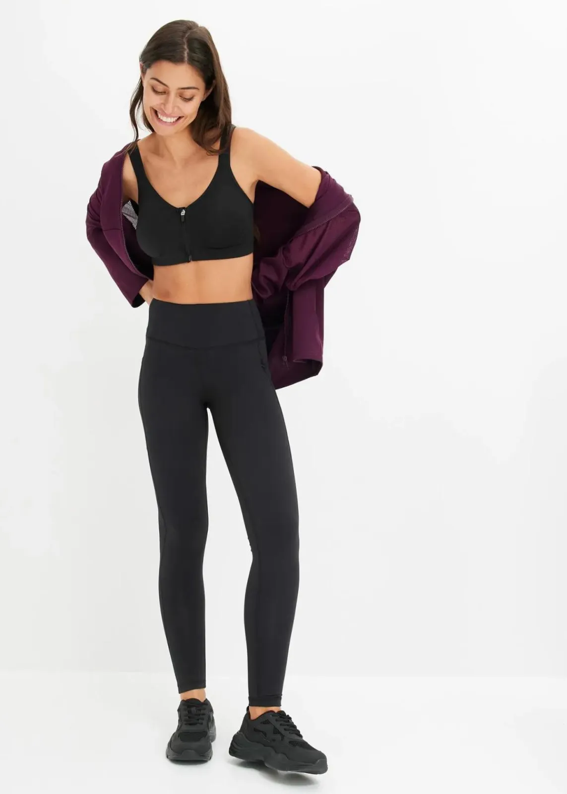 bonprix Sportbekleidung|Bekleidung·Kleider^Komfort-Sport-Leggings mit Handytasche, schnelltrocknend schwarz