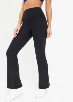 bonprix Bekleidung·Sweat|Bekleidung·Kleider^Komfort-Sport-Leggings mit Handytasche, ausgestellt schwarz
