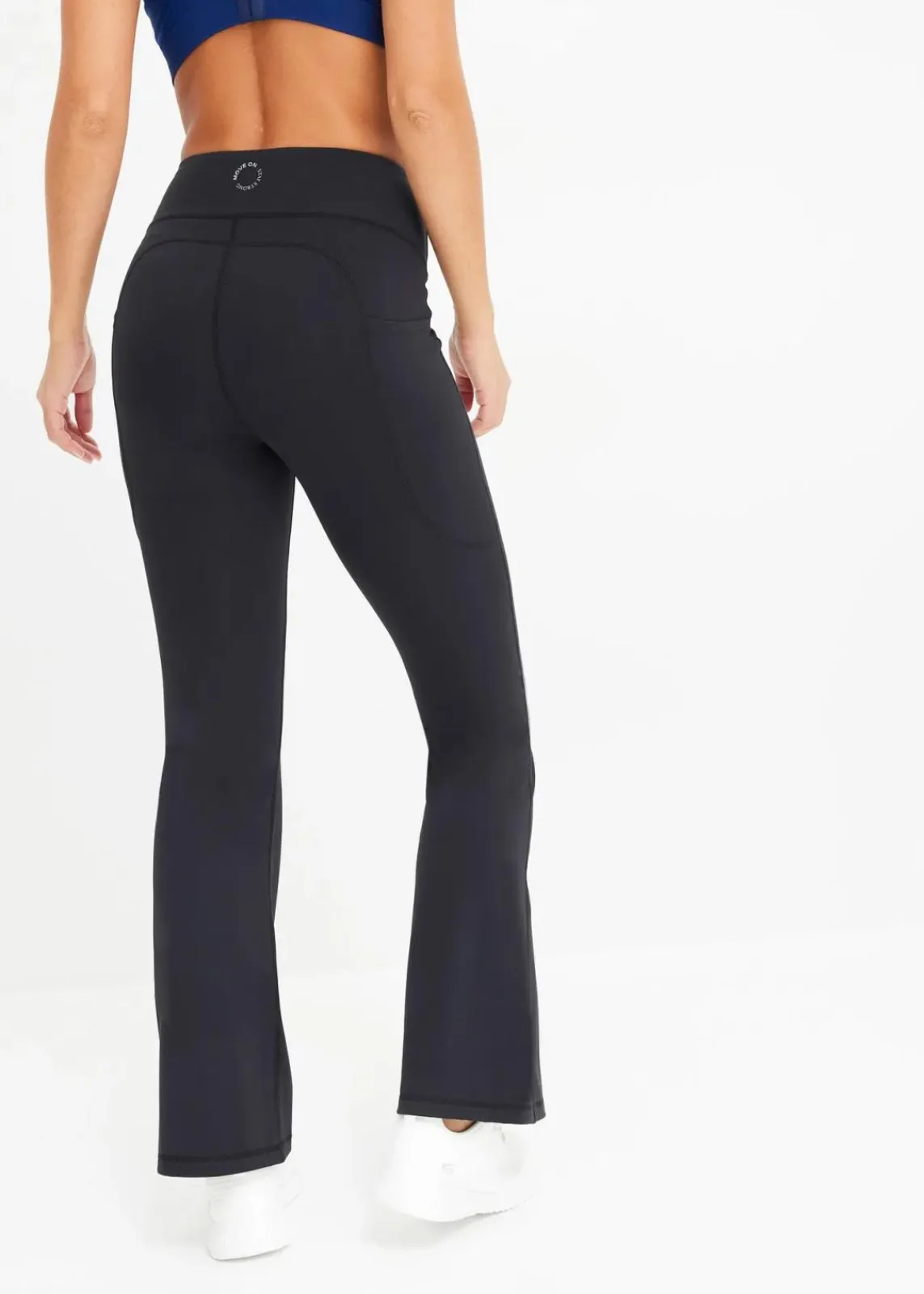 bonprix Bekleidung·Sweat|Bekleidung·Kleider^Komfort-Sport-Leggings mit Handytasche, ausgestellt schwarz