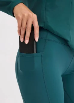 bonprix Bekleidung·Sweat|Bekleidung·Kleider^Komfort-Sport-Leggings mit Handytasche, schnelltrocknend petrolgrün