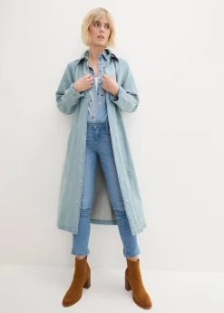 bonprix Bekleidung·Shirts & Tops|Jeans^Komfort-Stretch-7/8-Jeans mit Schlitz hellblau denim used