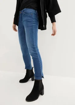 bonprix Jeans|Bekleidung·Shirts & Tops^Komfort-Stretch-7/8-Jeans mit Schlitz blau denim used