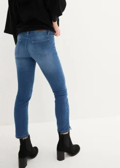 bonprix Jeans|Bekleidung·Shirts & Tops^Komfort-Stretch-7/8-Jeans mit Schlitz blau denim used