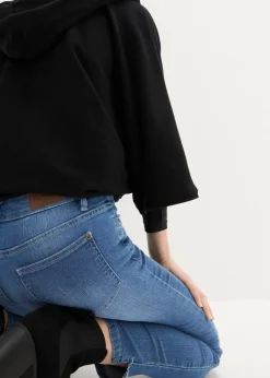 bonprix Jeans|Bekleidung·Shirts & Tops^Komfort-Stretch-7/8-Jeans mit Schlitz blau denim used