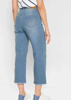bonprix Jeans|Bekleidung·Shirts & Tops^7/8-Komfort-Stretch-Jeans, Wide Fit hellblau denim used