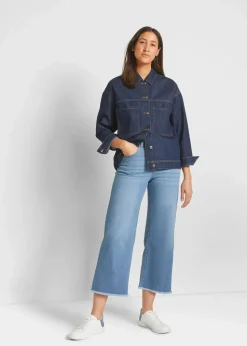 bonprix Jeans|Bekleidung·Shirts & Tops^7/8-Komfort-Stretch-Jeans, Wide Fit hellblau denim used