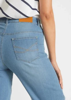 bonprix Jeans|Bekleidung·Shirts & Tops^7/8-Komfort-Stretch-Jeans, Wide Fit hellblau denim used
