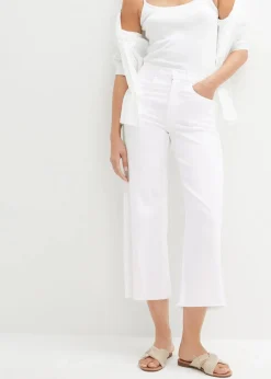 bonprix Jeans|Bekleidung·Shirts & Tops^7/8-Komfort-Stretch-Jeans, Wide Fit weiß twill