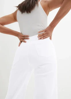 bonprix Jeans|Bekleidung·Shirts & Tops^7/8-Komfort-Stretch-Jeans, Wide Fit weiß twill