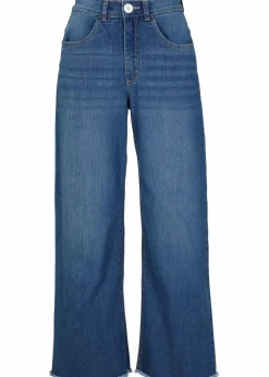 bonprix Bekleidung·Shirts & Tops|Jeans^7/8-Komfort-Stretch-Jeans, Wide Fit blau denim used