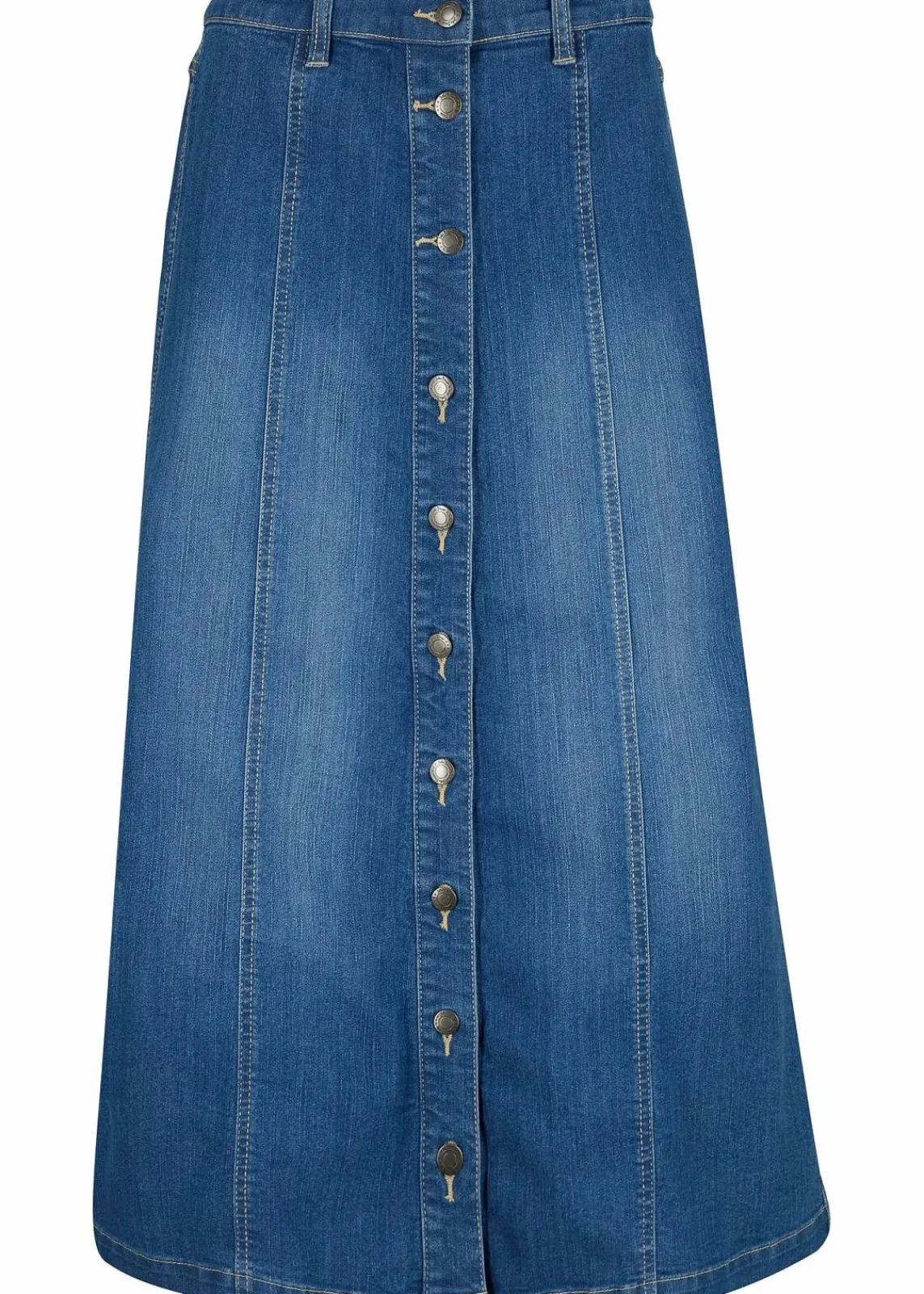 bonprix Bekleidung·Sportbekleidung|Röcke^Komfort-Stretch-Jeansrock, Midi-Länge blau used