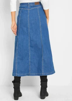 bonprix Bekleidung·Sportbekleidung|Röcke^Komfort-Stretch-Jeansrock, Midi-Länge blau used